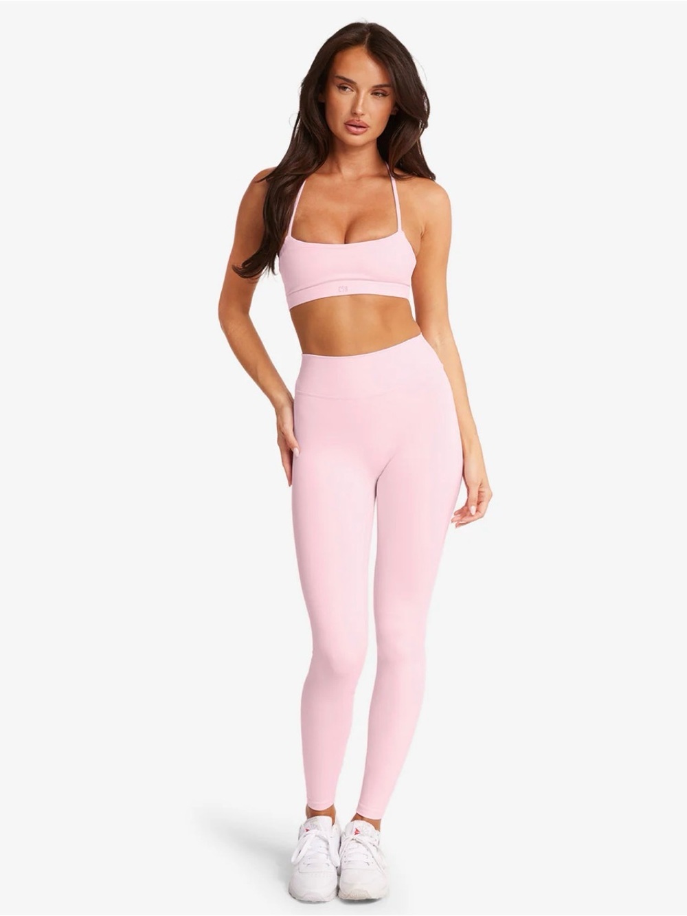 Aritzia BUTTER Cheeky Infinite Hi-Rise 24" Legging and Sportsbra Light Pink